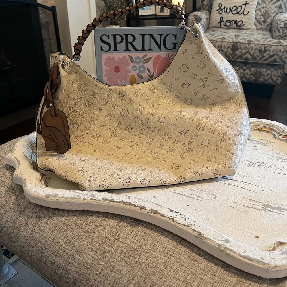 Elegant Beige Monogram Hobo Bag
